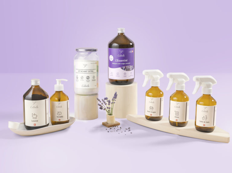 Kit de démarrage Extra Colibrille, senteur lavande : flacons en verre, recharge L'Essentiel et Détachant Extra